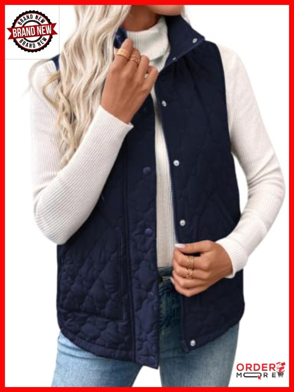 Women's Lightweight Quilted Puffer Vest Zip Up Sleeveless Outerwear
